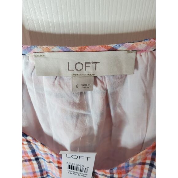 Loft Cotton/Spandex Plaid Dress, NWT, Size 6 - Picture 5 of 6
